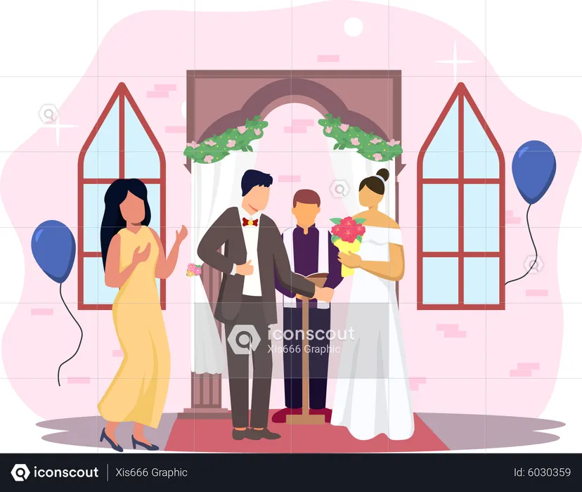 Newlywed Couple  Illustration