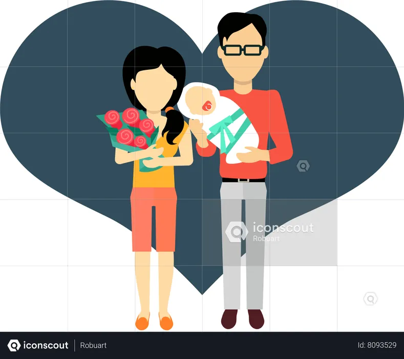 Newlywed Family  Illustration