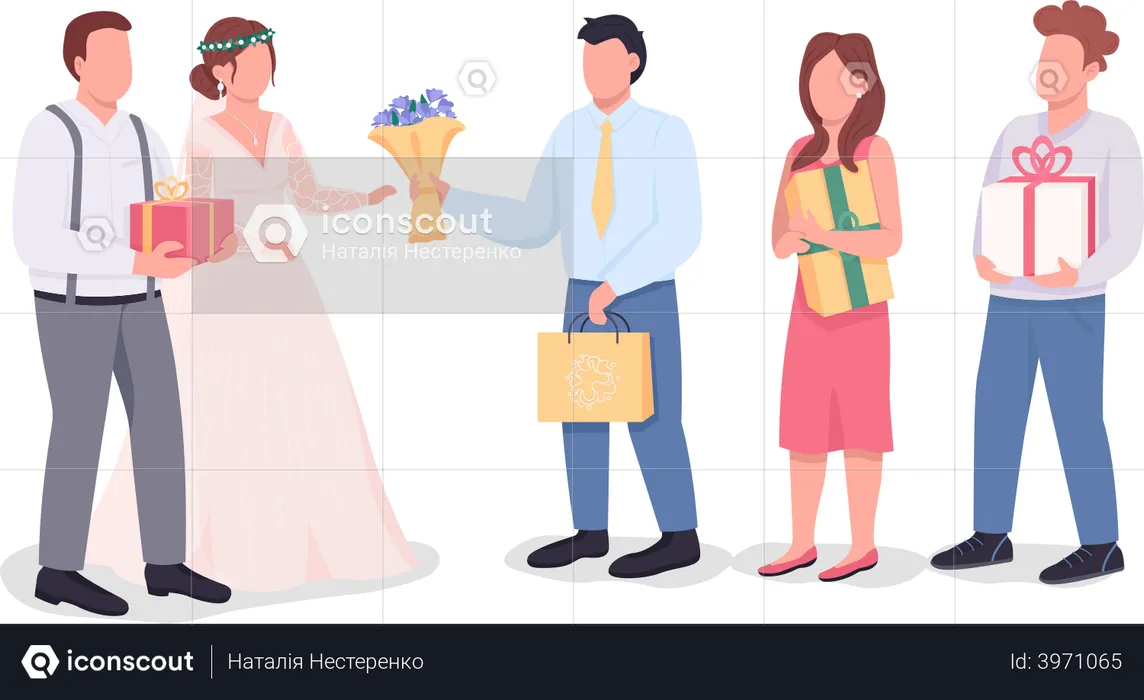 Newlyweds except gifts  Illustration