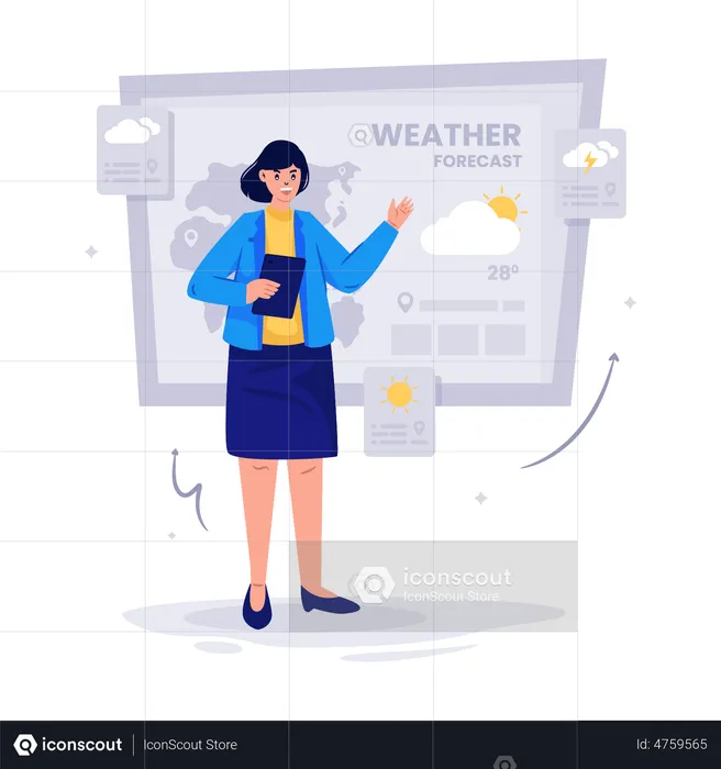 News Anchor giving Weather Forecast  Illustration