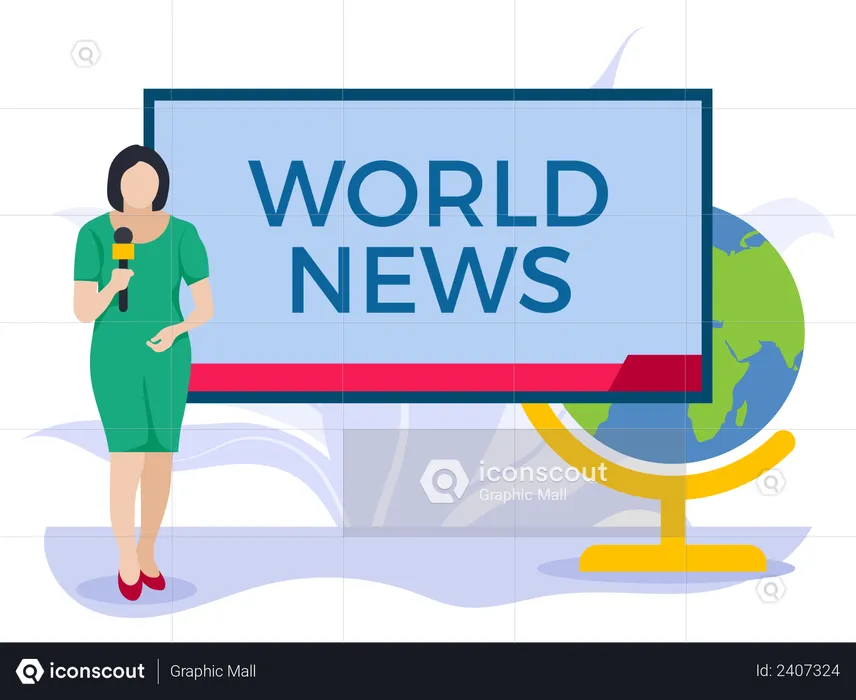 News anchor presenting world news  Illustration