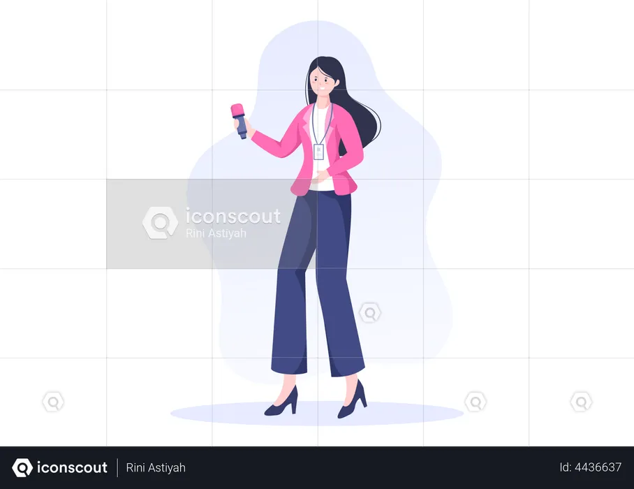 News Reporter with mic  Illustration