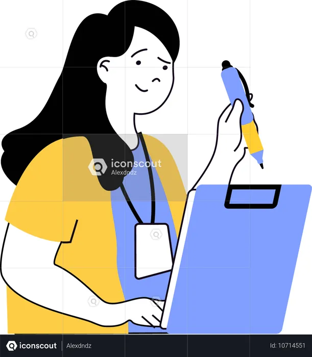 News reporter writing article  Illustration