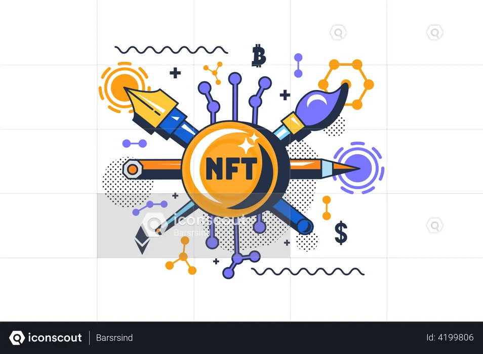 NFT art blockchain  Illustration