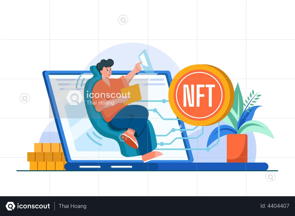 NFT Blockchain  Illustration
