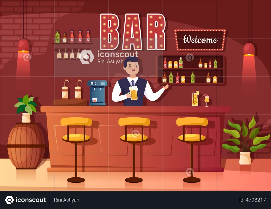 Night Bar Restaurant  Illustration