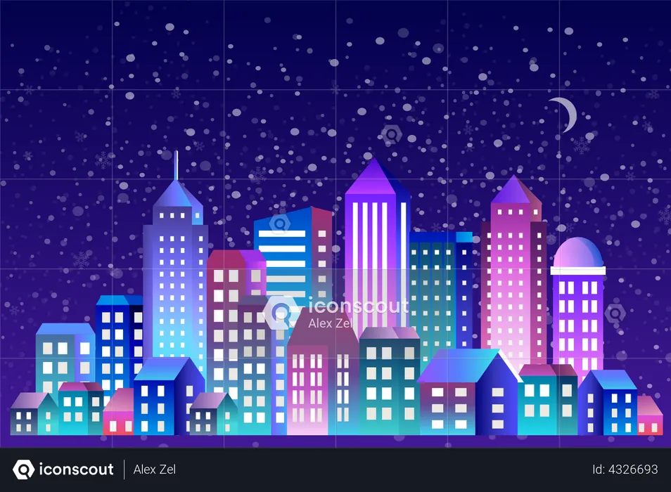 Night scene of city  Illustration