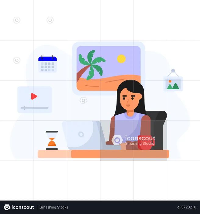 Chica gestionando tarea empresarial  Ilustración