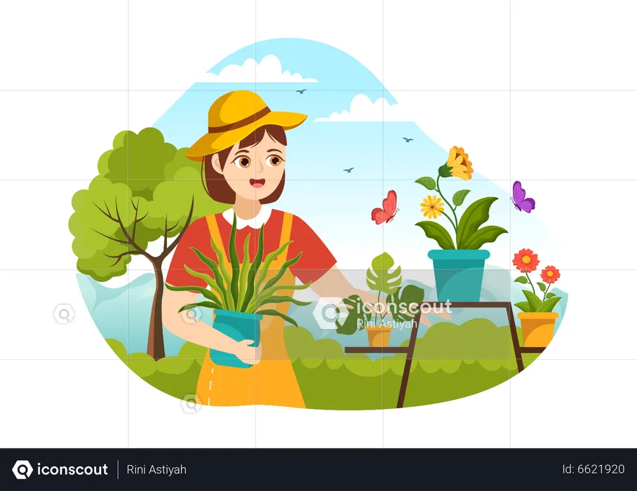 A la niña le encantaba la jardinería  Ilustración
