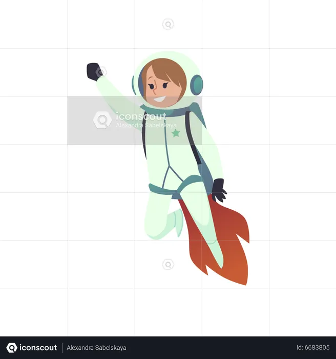 Chica astronauta en traje espacial  Ilustración