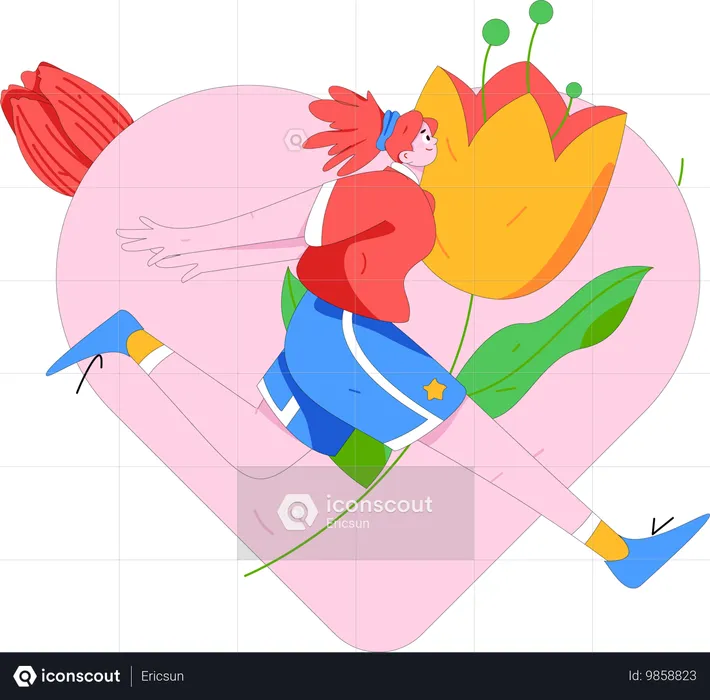 Chica celebrando el día de San Valentín  Ilustración