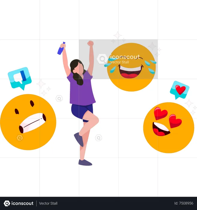 Niña celebrando el día mundial del emoji Emoji Ilustración