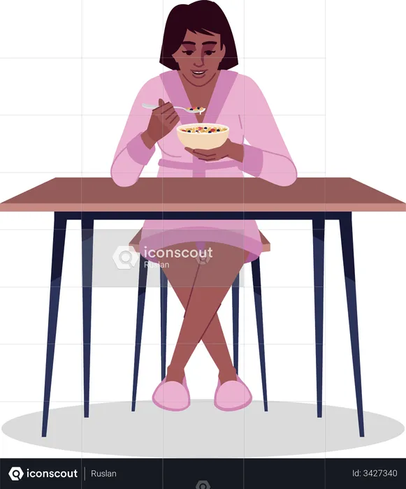 Niña comiendo cereales  Ilustración