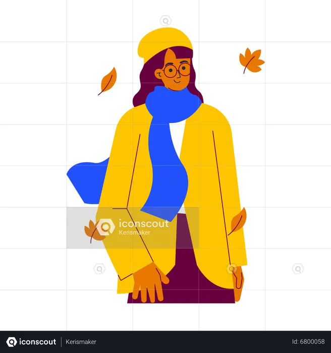 Chica vistiendo ropa de abrigo durante el otoño  Ilustración