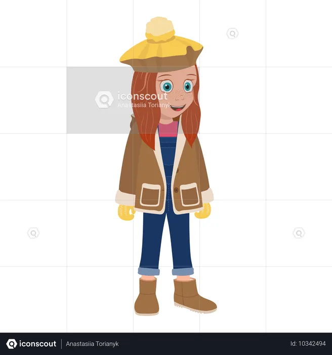 Niña vestida con ropa de invierno  Ilustración