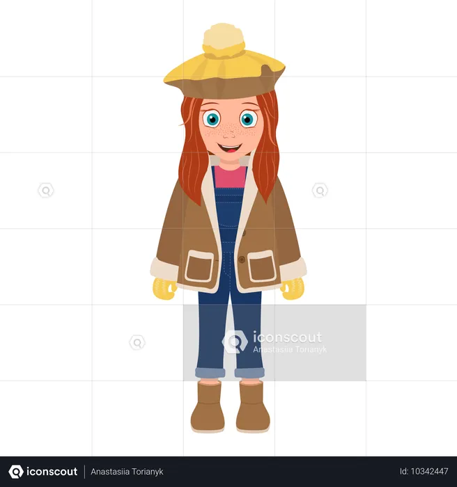 Niña vestida con ropa de invierno  Ilustración