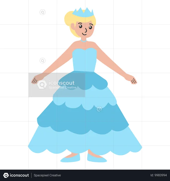 Niña con vestido de Cenicienta  Ilustración