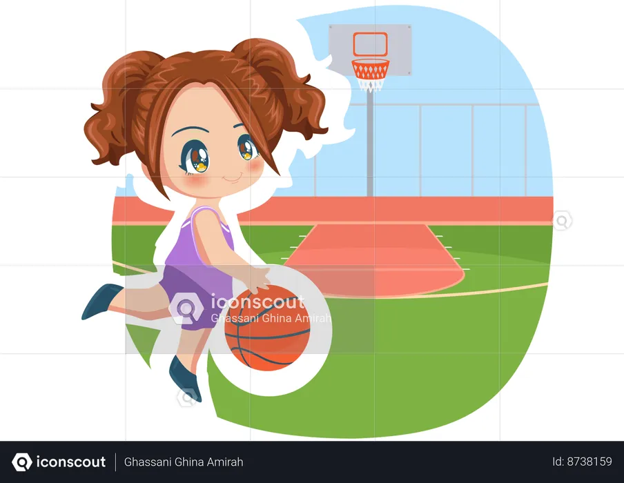 Niña de baloncesto  Ilustración