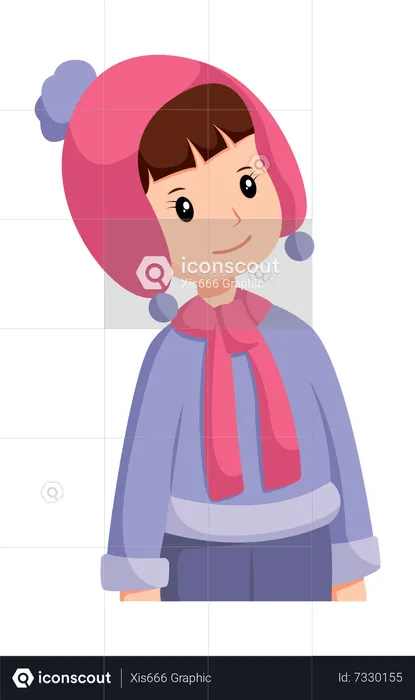 Niña en ropa de invierno  Ilustración