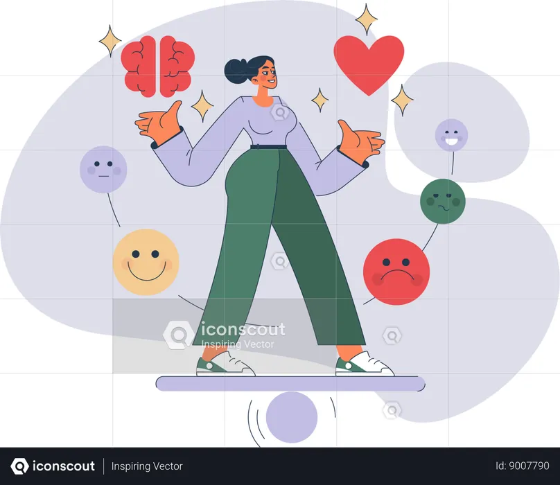 Chica equilibrando emociones  Ilustración