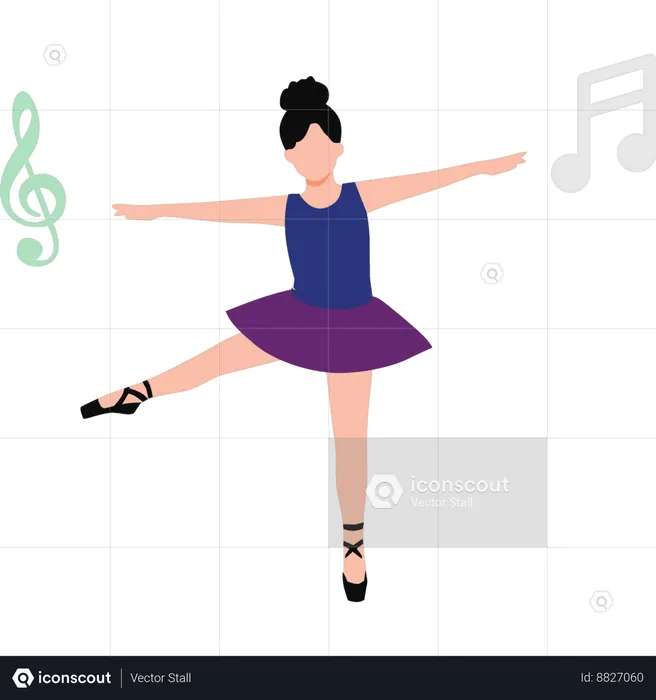 La chica es bailarina bailando  Ilustración