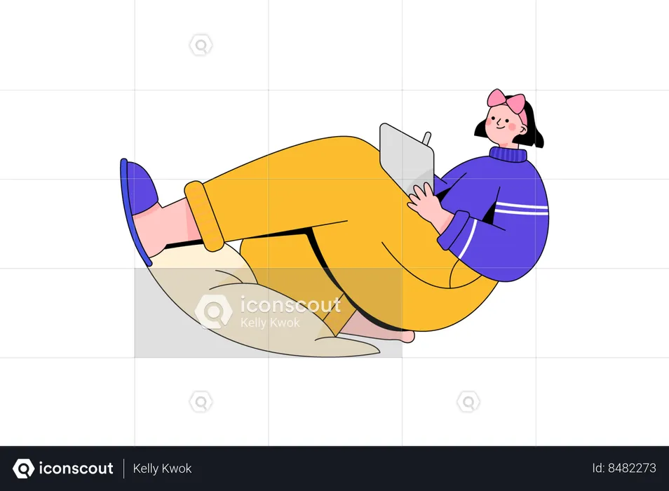 Chica escribiendo algo  Ilustración