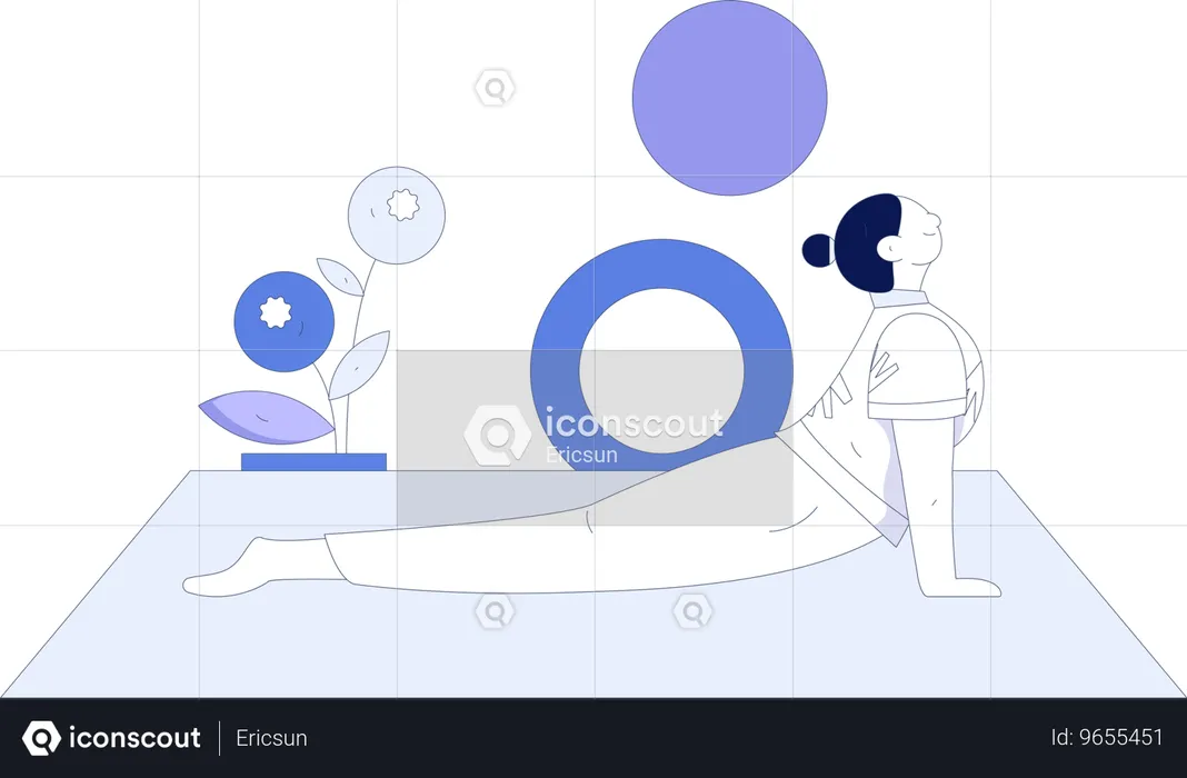 Niña estirando su cuerpo  Ilustración