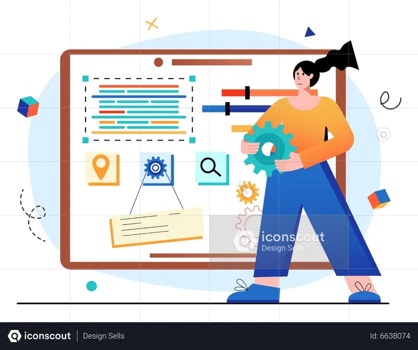 Chica haciendo análisis de datos  Ilustración