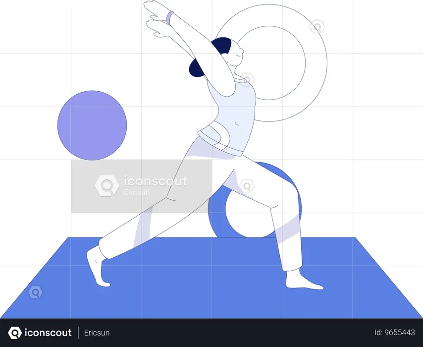 Chica haciendo ejercicio de estiramiento corporal  Ilustración