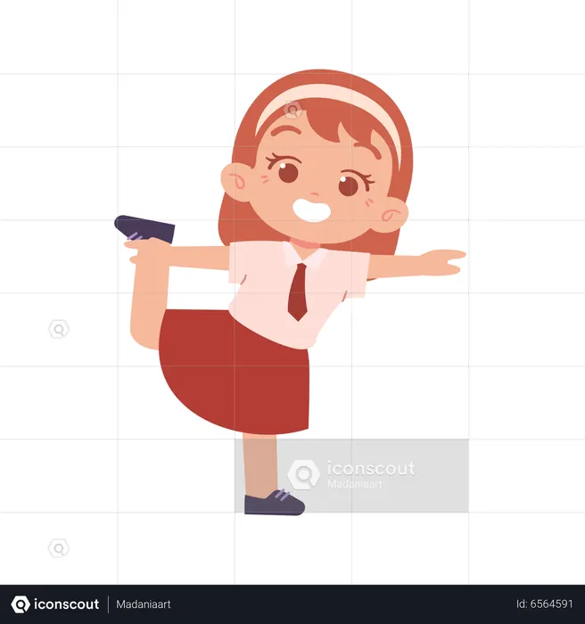 Chica haciendo ejercicio de estiramiento de piernas  Ilustración