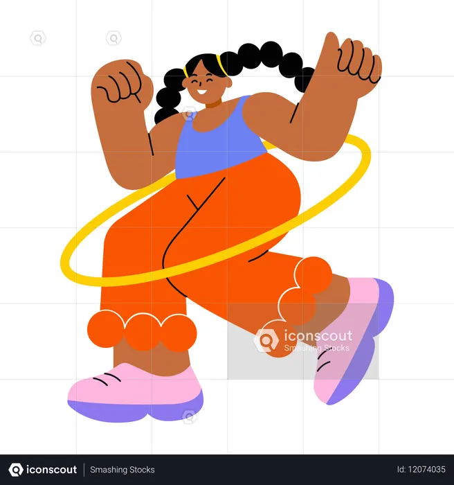 Niña haciendo hula-hoop  Ilustración