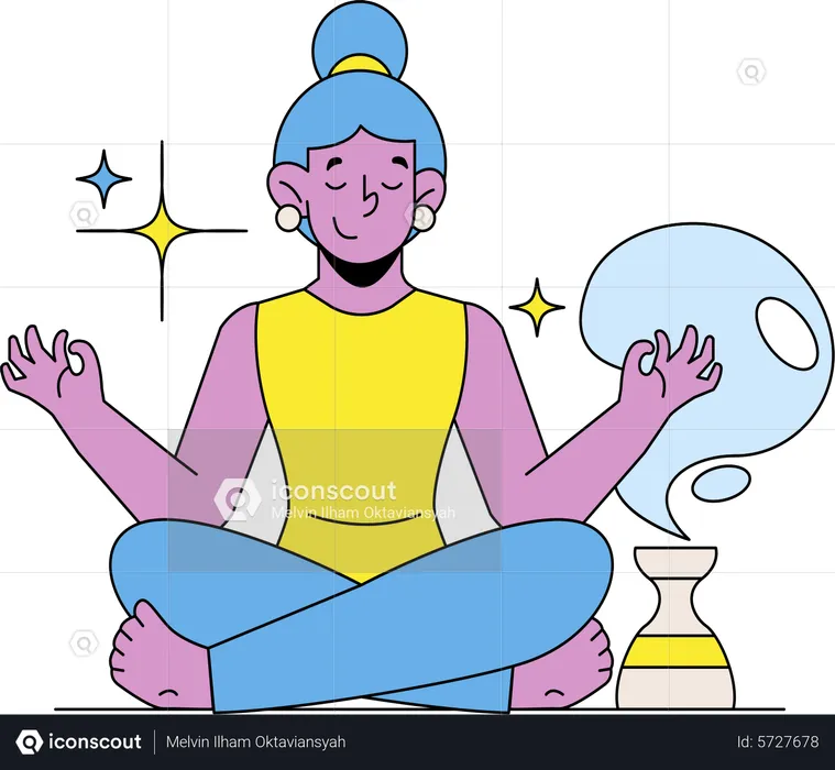 Chica haciendo meditación  Ilustración