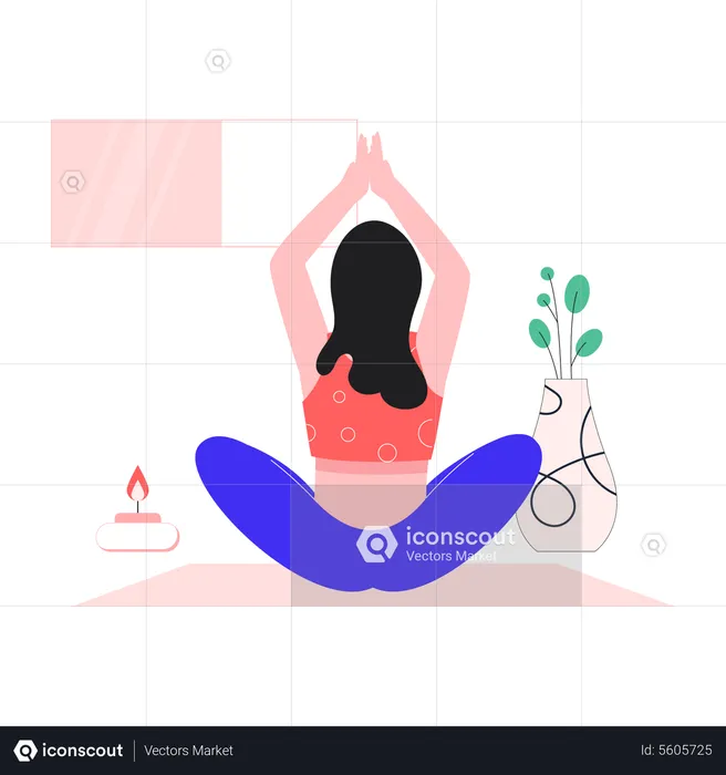 Chica joven haciendo yoga  Ilustración