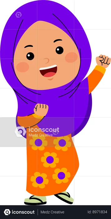 Niña feliz hijab  Ilustración