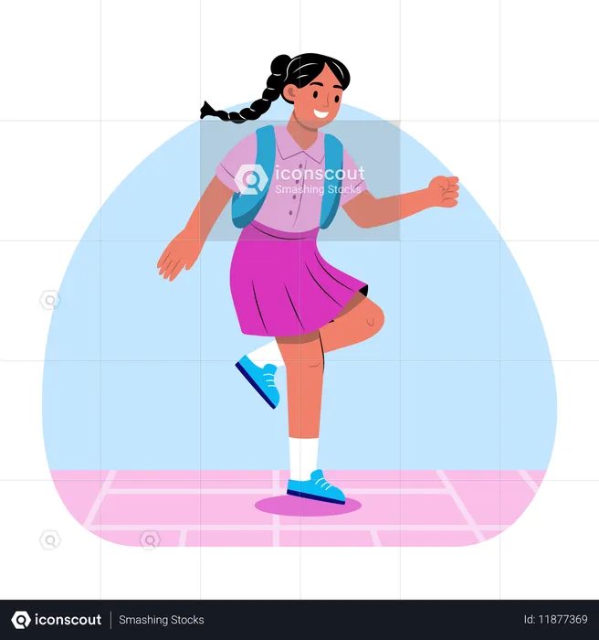Niña jugando a la rayuela  Ilustración