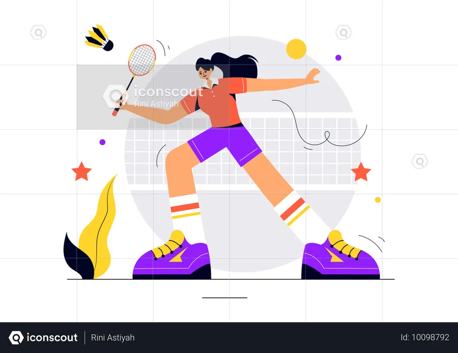 Niña jugando bádminton  Ilustración