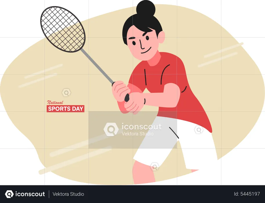 Niña jugando bádminton  Ilustración