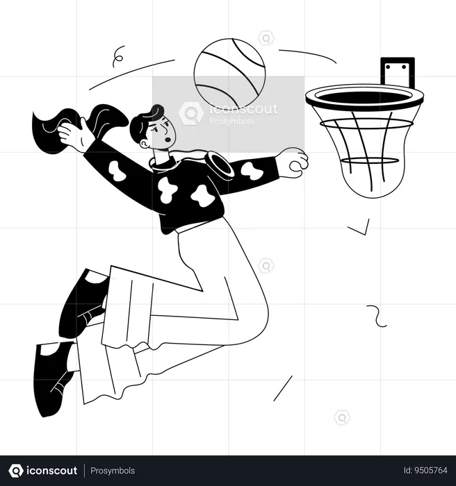 Niña jugando baloncesto  Ilustración