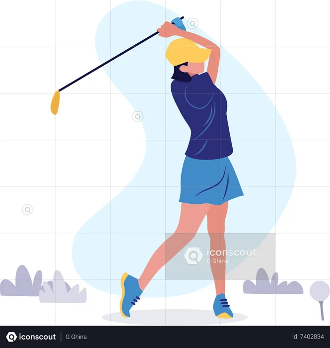 Niña jugando golf  Ilustración