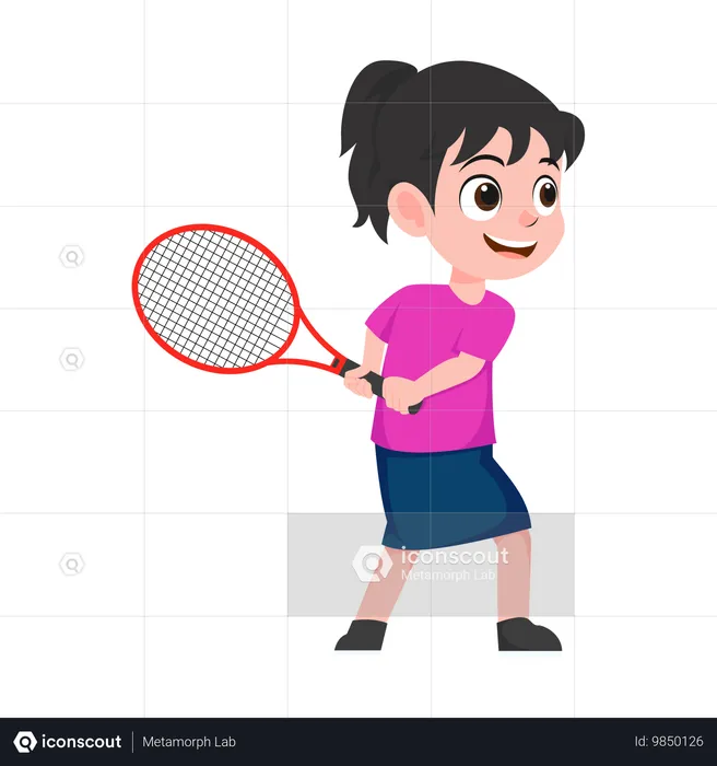 Niña jugando tenis  Ilustración