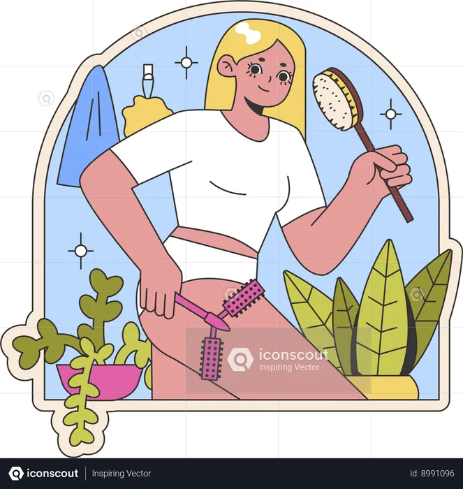 Chica limpiando el cuerpo  Ilustración