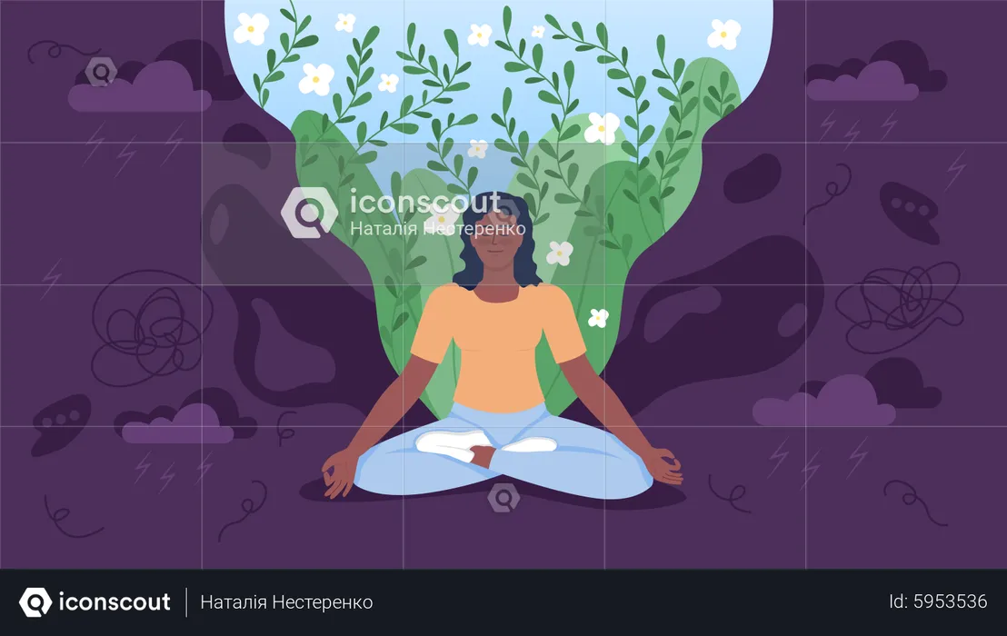 Niña meditando  Ilustración