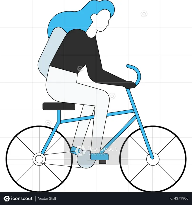 Chica montando bicicleta  Ilustración