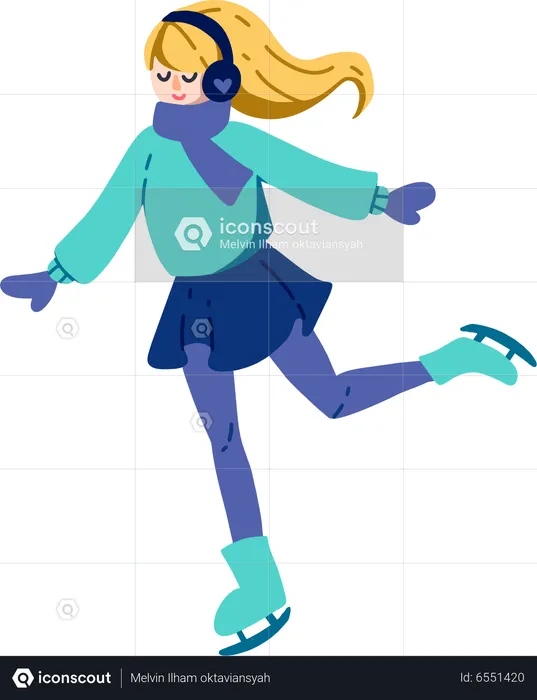 Chica patinando sobre hielo  Ilustración