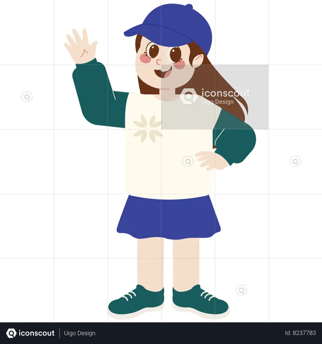 Niña saludando  Ilustración
