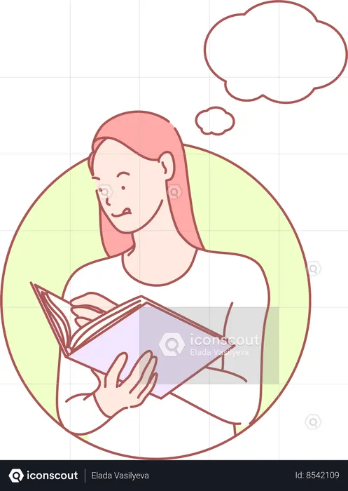 Chica sujetando libro de recetas  Ilustración