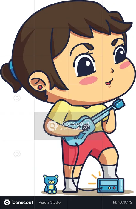 Niña tocando la guitarra  Ilustración