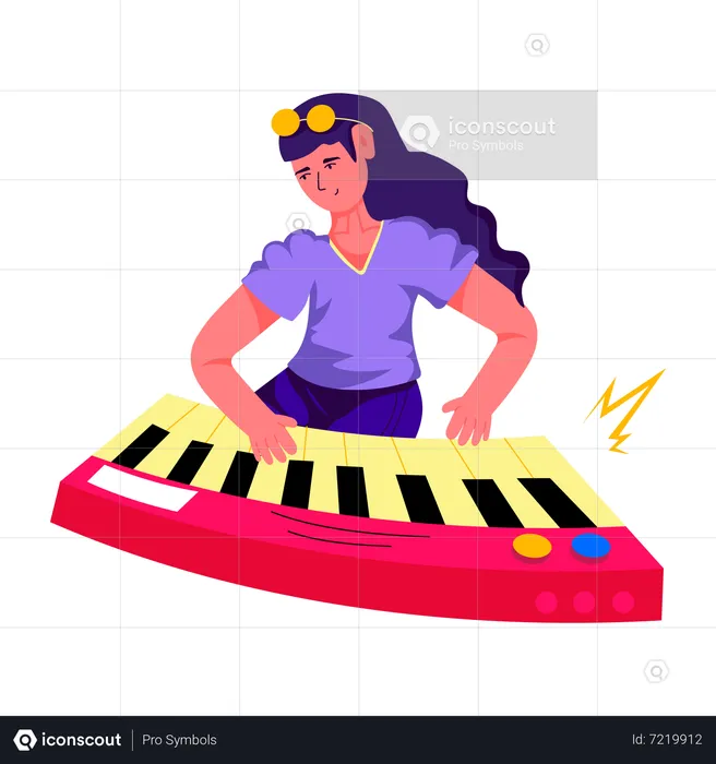 Niña tocando el piano  Ilustración