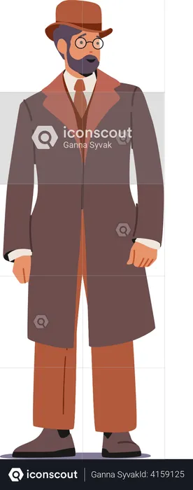 Nineteenth Century man wearing spy clothes  Illustration
