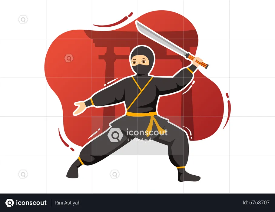 Ninja Practicing  Illustration